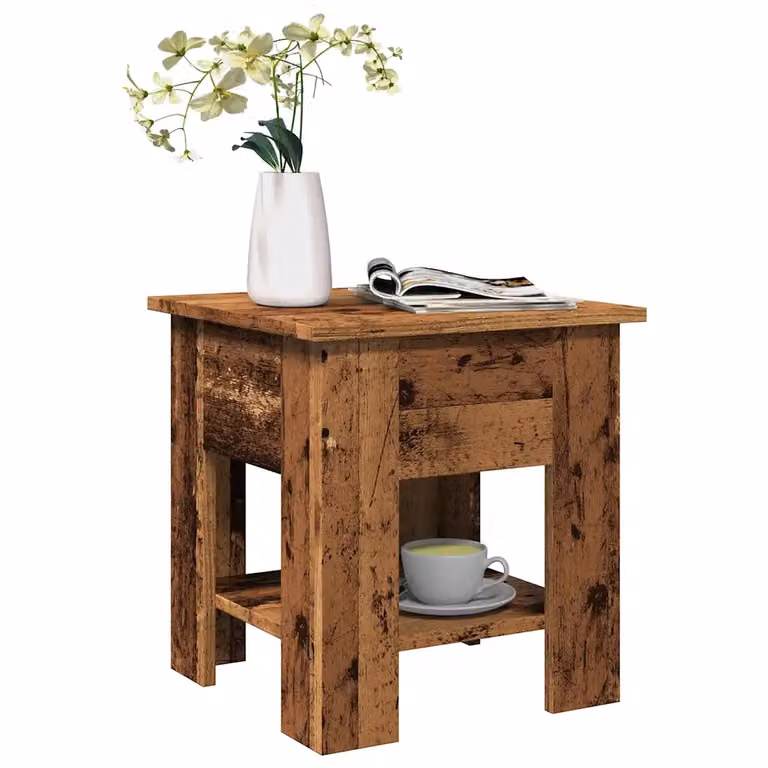 vidaXL Tavolino da Salotto Quadrato in Legno Antico Marrone L/P/H: 40 x 40 x 42 cm
