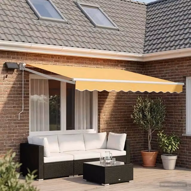 Tenda retrattile manuale Videx con LED color sabbia e struttura in acciaio e alluminio