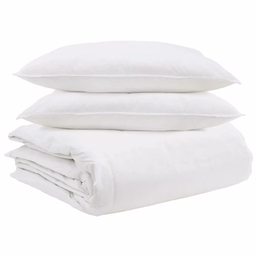 Set di 3 pz Piumoni e Cuscini vidaXL in Cotone e Piuma d'Anatra Bianchi per Adulti Ideali per l'Estate – 2