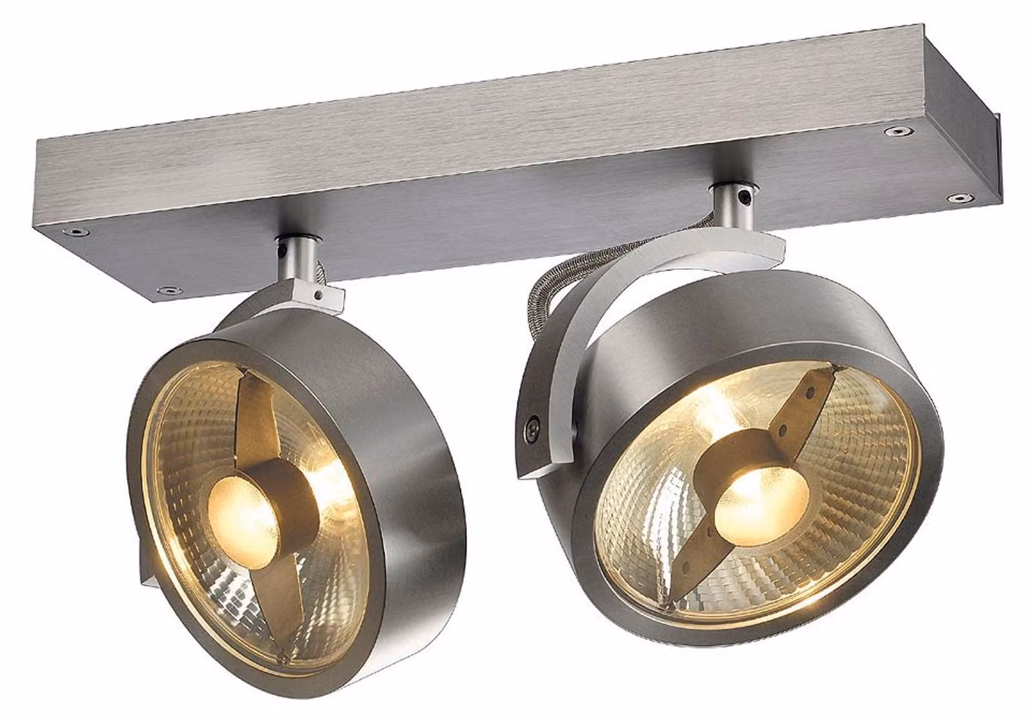Faretto moderno doppio SLV Kalu, variante: 280 x 180 x 90 mm, 2 x 75 W, alluminio spazzolato