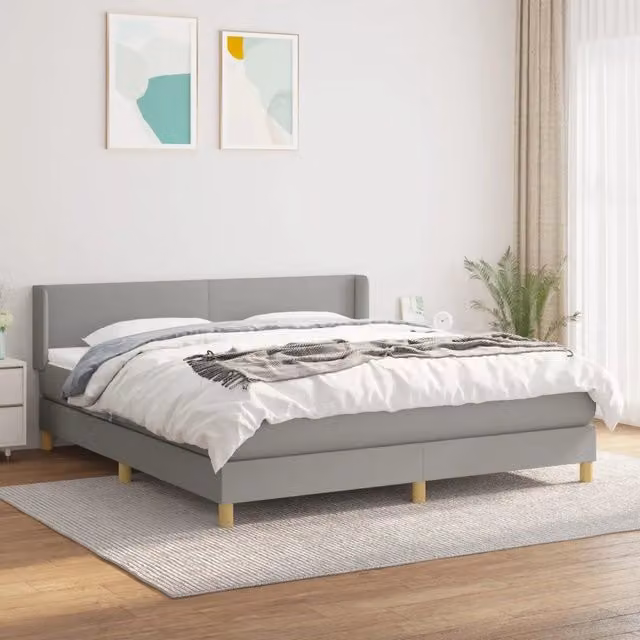 Letto Ibrido con Giroletto a Molle e Materasso vidaXL in Grigio e Bianco L/P: 160 x 200 cm – 1
