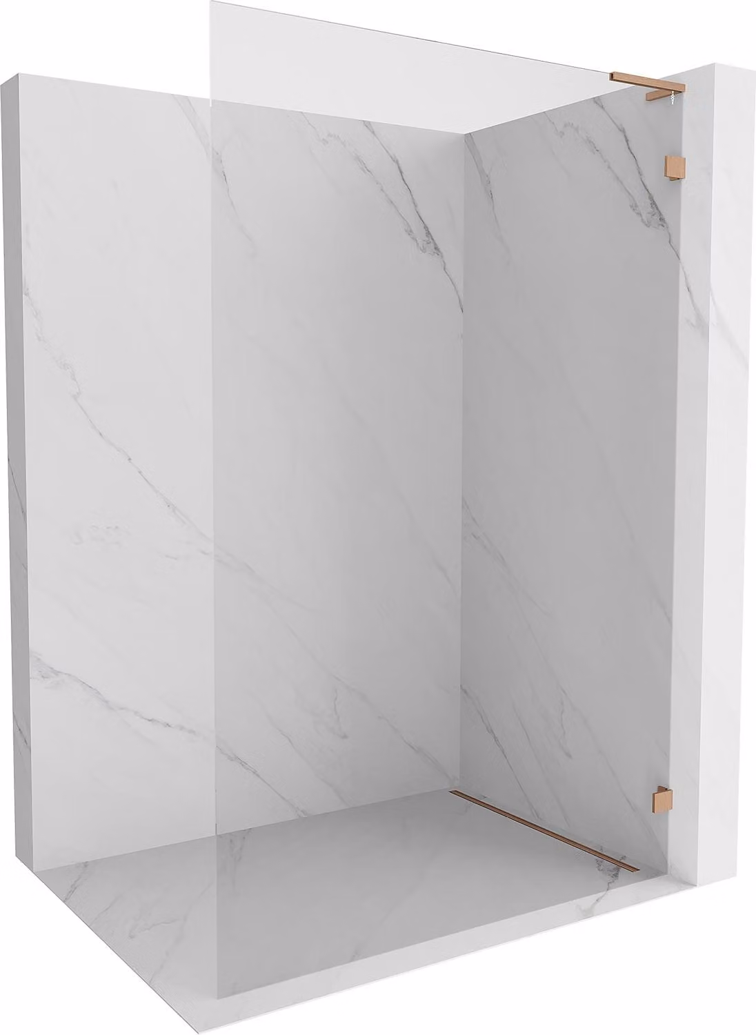 Mexen Lunar L parete doccia Walk-in destra 60 x 200 cm, trasparente 8 mm, rame spazzolato - 830L-060-000-65-00-P