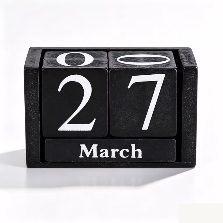 Calendario da parete in legno, calendario perpetuo, con indicazione del mese e della data, ideale per l'ufficio
