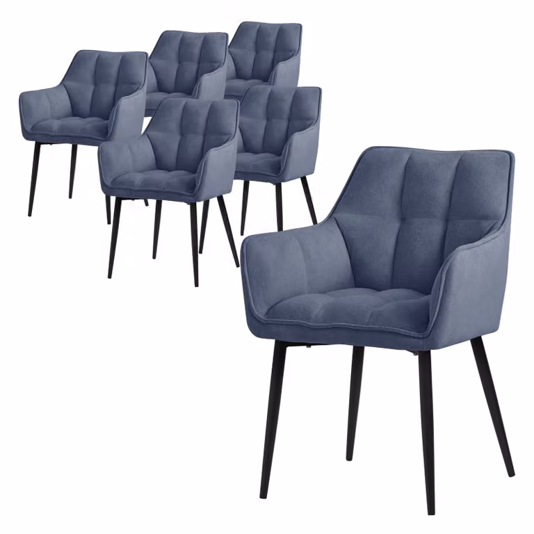 ML-Design 6x sedia da pranzo in spugna, blu, con spessa seduta imbottita