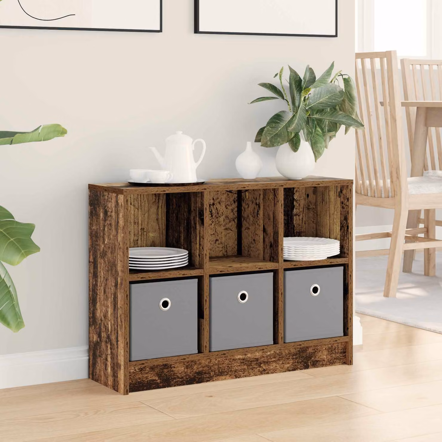 Credenza moderna vidaXL in legno color marrone L: 73,5 cm, P: 22,5 cm, H: 53,5 cm
