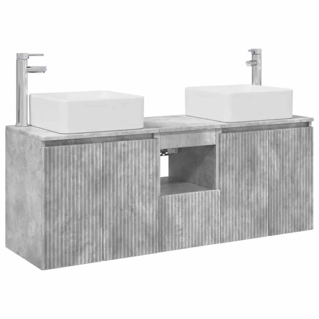 Set di 3 mobili da bagno moderni vidaXL in legno e metallo grigio opaco L/P/H: 49,5 x 41 x 63 cm – 2