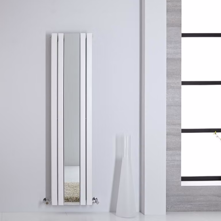 Radiatore Verticale Design Bianco con Specchio 1600x385mm 960W - Stile Moderno - Salvaspazio - Sloane