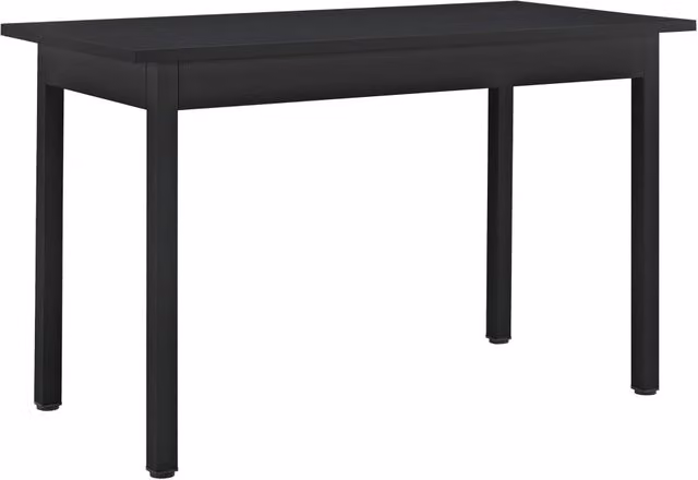 Tavolo da pranzo tavolo da cucina scrivania MDF con impiallacciatura in acciaio 120 x 60 x 75 cm nero 03_0004295