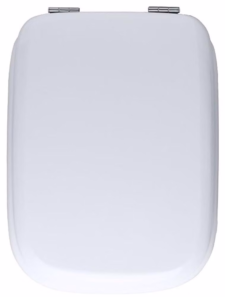 Schläfer 4649105- Sedile Copriwater Compatibile Ideal Standard Serie Tesi (T663001 ), Tavoletta WC in Mdf Bianco Lucido, Cerniere in Metallo, Ricambio con Forma Dedicata, 42 x 34,2 cm