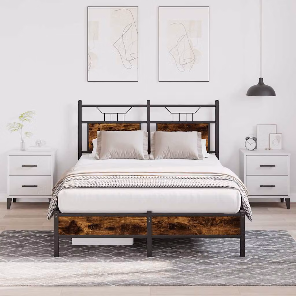 Giroletto senza materasso vidaXL in legno e metallo colore rovere fumo L/P/H: 120 x 200 cm