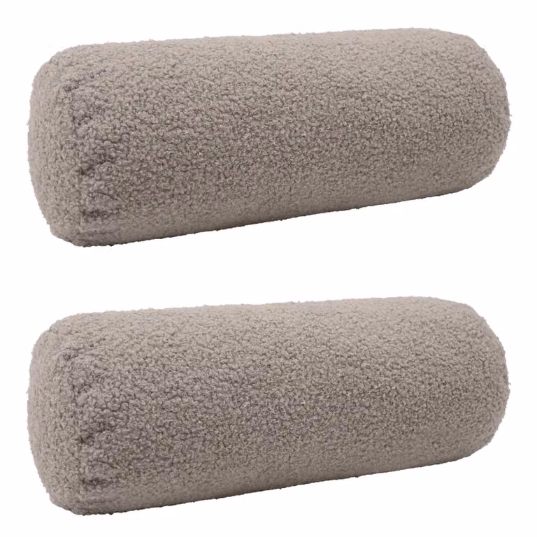 Set di 2 federe rotonde vidaXL HEERLEN in tessuto bouclé grigio, Ø 15 x 40 cm