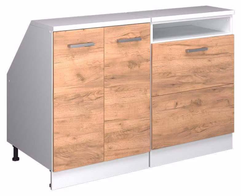 Mobile cucina sottotetto Vicco R-Line Rovere dorato 120 cm Set di 2 carcasse armadio profondità 60 cm, Model 60096