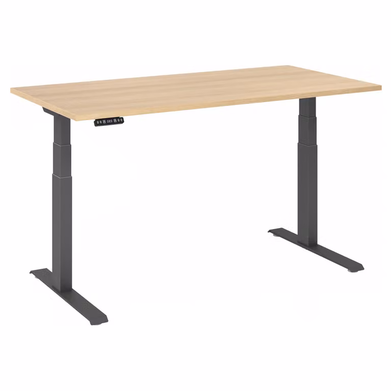 Scrivania regolabile in altezza XDKB | 2 motori | 120 - 180 cm | elettrica, dimensioni piano d'appoggio:160 x 80 cm, colore piano d'appoggio:rovere, colore struttura:grafite