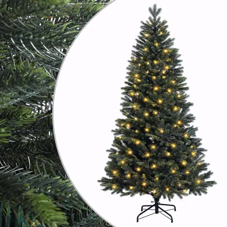 Albero di Natale artificiale verde vidaXL con 150 LED luce bianca calda, Altezza: 120 cm