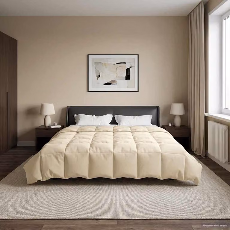 Piumone Completo Annuale 4 Stagioni vidaXL in Microfibra Reversibile e Traspirante, Beige, L 220 x L 240 cm
