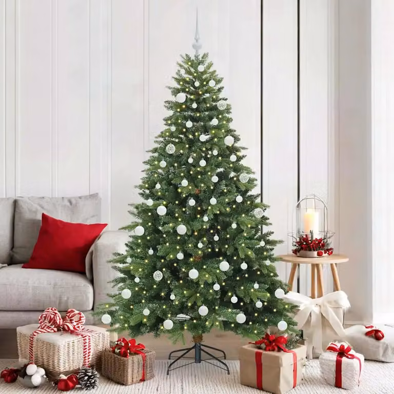 Albero di Natale artificiale vidaXL verde con 300 LED warm white in PE e PVC, Altezza: 180 cm
