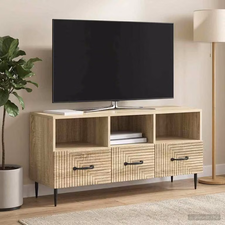 Mobile TV vidaXL in Rovere Sonoma e Metallo, Colore Marrone, L 102 x P 34,5 x H 50 cm