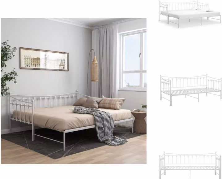 vidaXL Struttura per divano letto allungabile in metallo bianco 90x200 cm - Letti e strutture letto