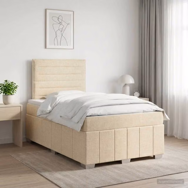 Letto box spring con materasso Crema 120 x 190 cm Tessuto 3454090