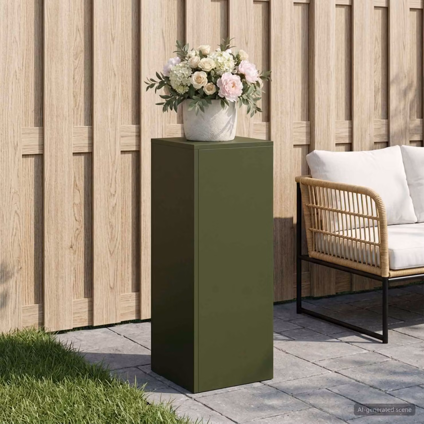 Supporto per piante vidaXL in acciaio Corten colore verde oliva H: 80 cm, L: 30 cm, P: 30 cm