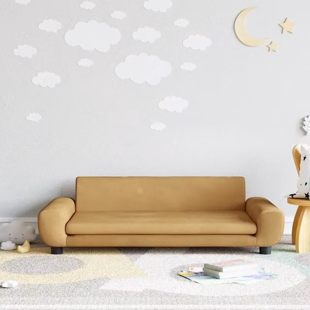 Divano per Bambini-Sofa-Divanetto Marrone 100x54x33 cm in Velluto