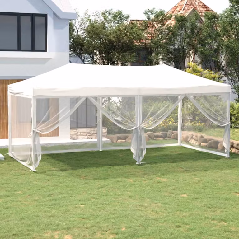 The Living Store Tenda per feste pieghevole con pareti laterali Bianco 3x6 m