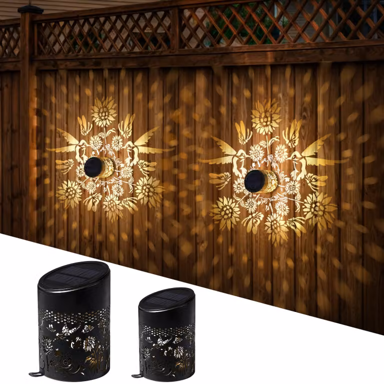 Lampade solari a forma di mandala, confezione da 2, luci da giardino con motivo di girasoli
