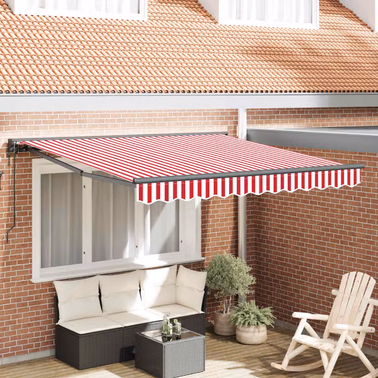 vidaXL Struttura per tenda a semi cassette in alluminio e poliestere, Rosso e Bianco, 300 x 250 cm