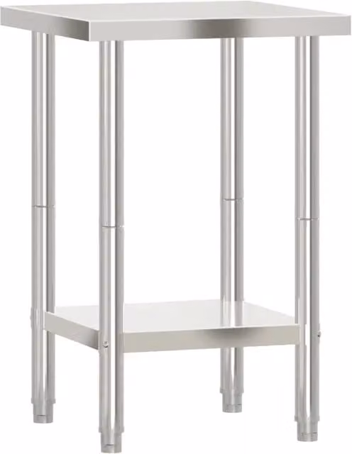 Tavolo da lavoro professionale per cucina in acciaio inossidabile argento, L/P/H: 55 x 55 x 85 cm – 1