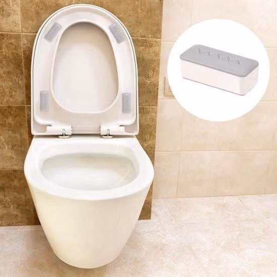 Set per bagno composto da 4 distanziatori per sanitari – Cuscinetti in gomma resistenti allo strappo per bidet – Distanziatori quadrati – Adesivi resistenti – Spessore del WC: 20 mm