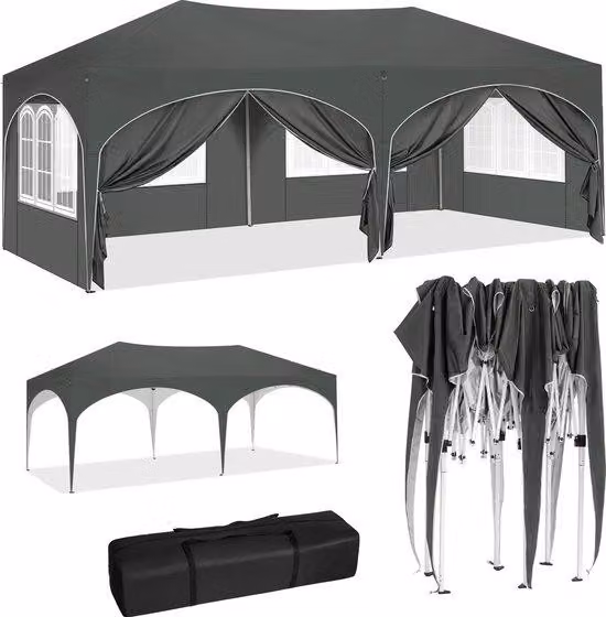 Tende da giardino - Tenda da giardino - 300x600 cm - Resistente alle intemperie e impermeabile - Gazebo da giardino - Grigio
