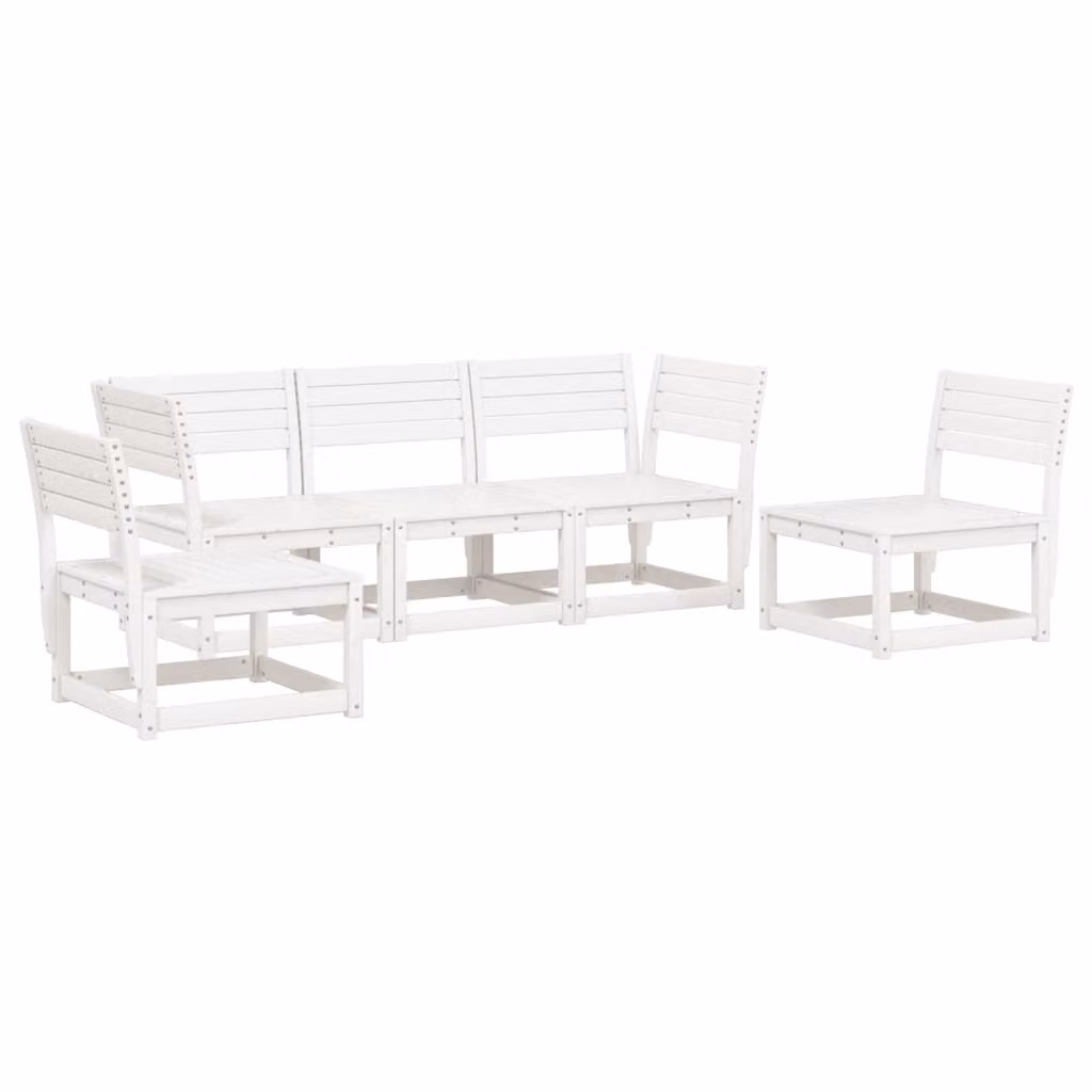 Set Salotto da Giardino 5 pz Bianco in Legno Massello di Pino
