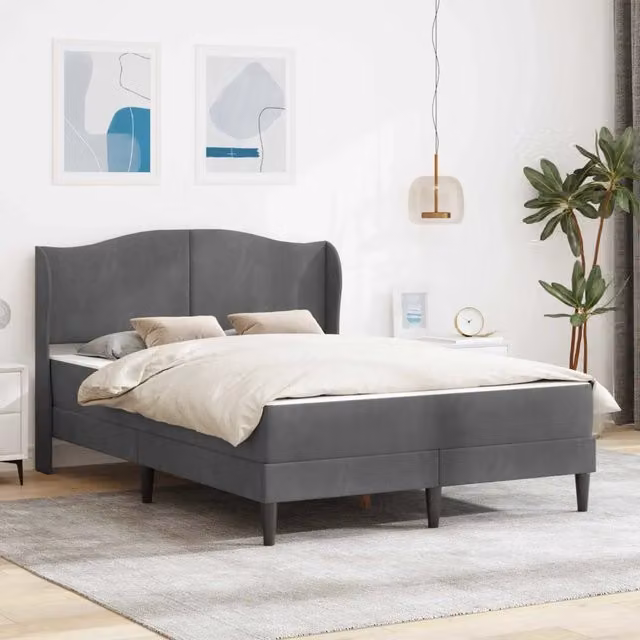 Struttura letto con materasso Grigio Scuro 140 x 200 cm Velluto 3415209