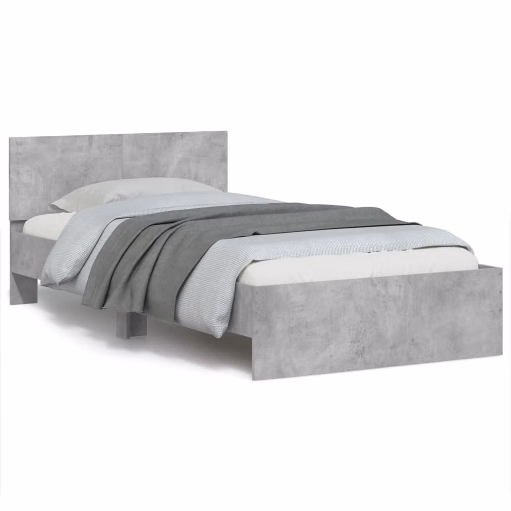 vidaXL Giroletto con Testiera, Illuminazione LED e Porte USB, Grigio, L/P: 100 x 200 cm