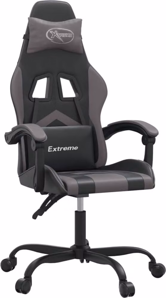 Sedia da Gaming Nera e Grigia in Pelle finta