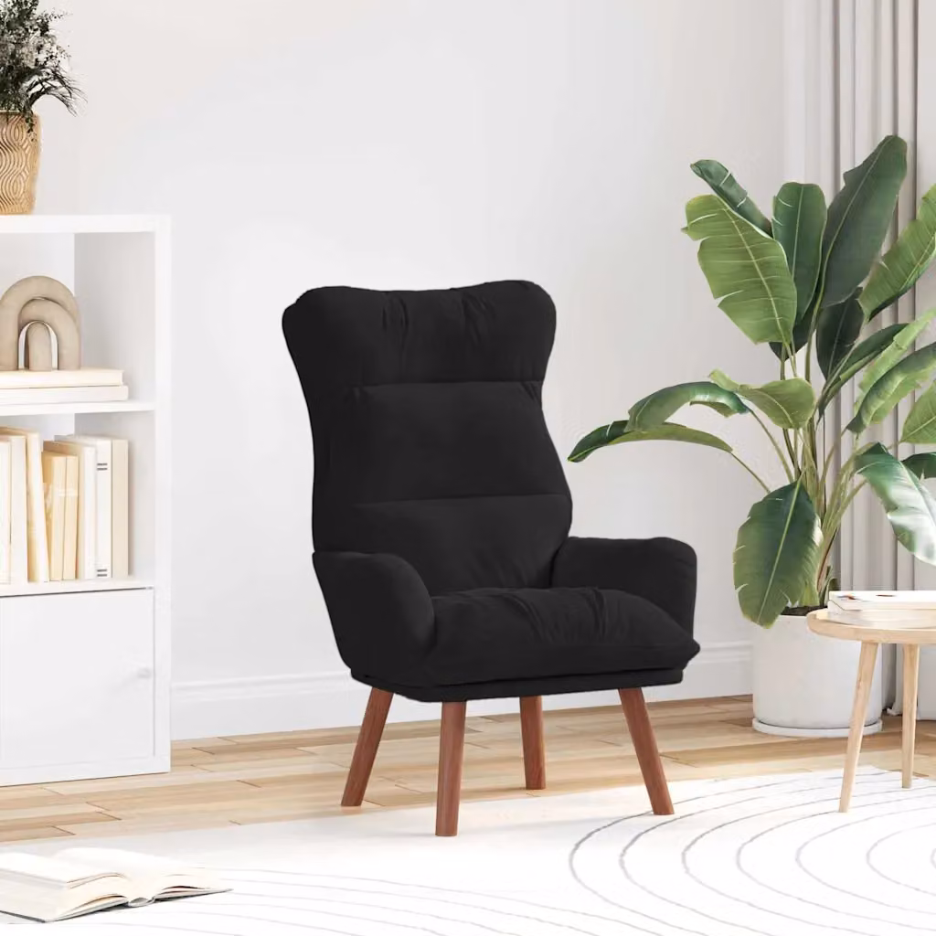 Poltrona moderna vidaXL in velluto nero con braccioli, L: 69 cm, P: 74 cm, H: 93 cm