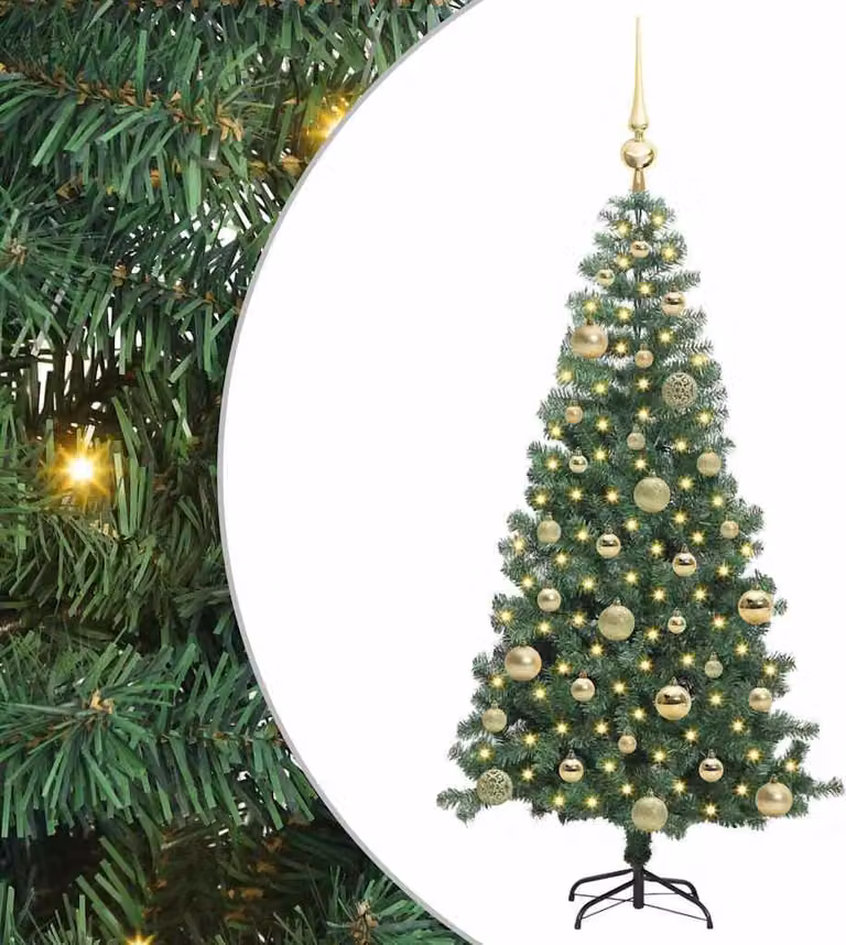 Albero di Natale con 150 LED con supporto Verde 120 cm PVC