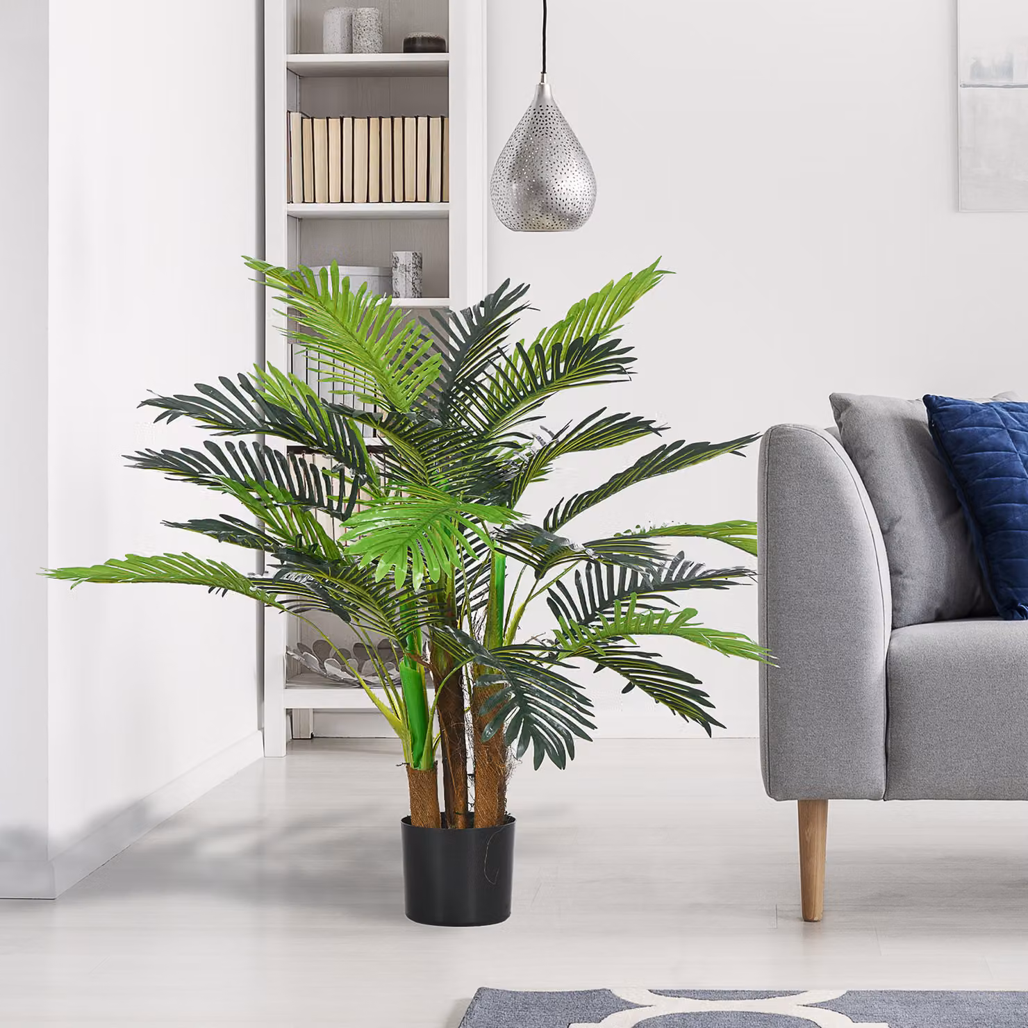 Palma artificiale HOMCOM verde con vaso inclusa, Altezza: 100 cm – 2