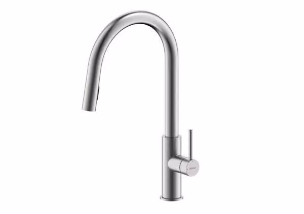 Miscelatore NABER NAMOR 6 in ACCIAIO INOX spazzolato con bocca doccia orientabile / Miscelatore da cucina / Miscelatore monocomando