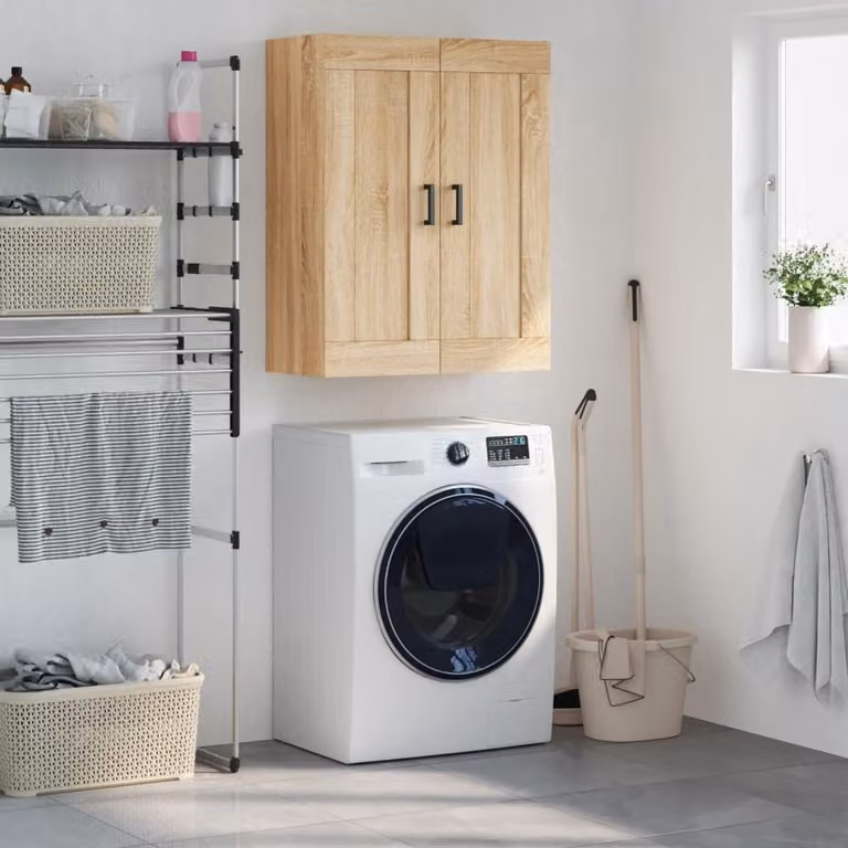Mobile a parete vidaXL in legno Rovere Sonoma, L 69,5 cm x P 34 cm x H 90 cm
