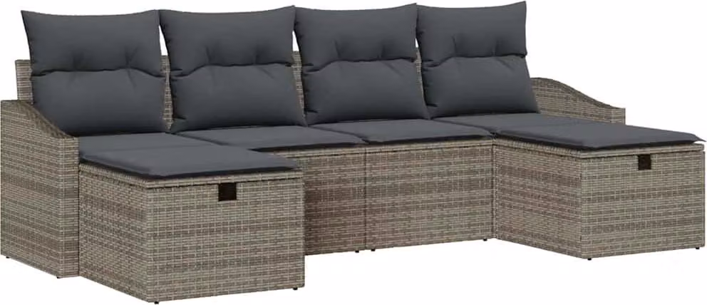 Set Divano da Giardino con cuscino 6 pcs polyrattan