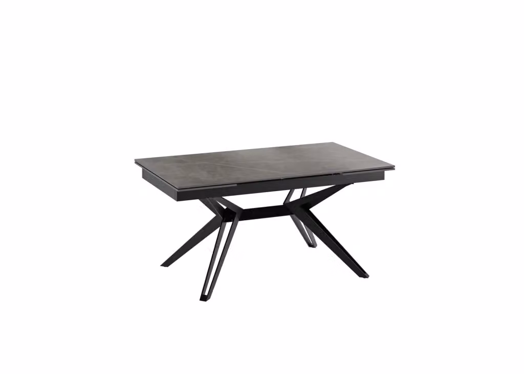 E-Stylo Tavolo allungabile rettangolare con piano in ceramica grigia e base in metallo nero opaco L/P/H: 160/240 x 90 x 76 cm – 3