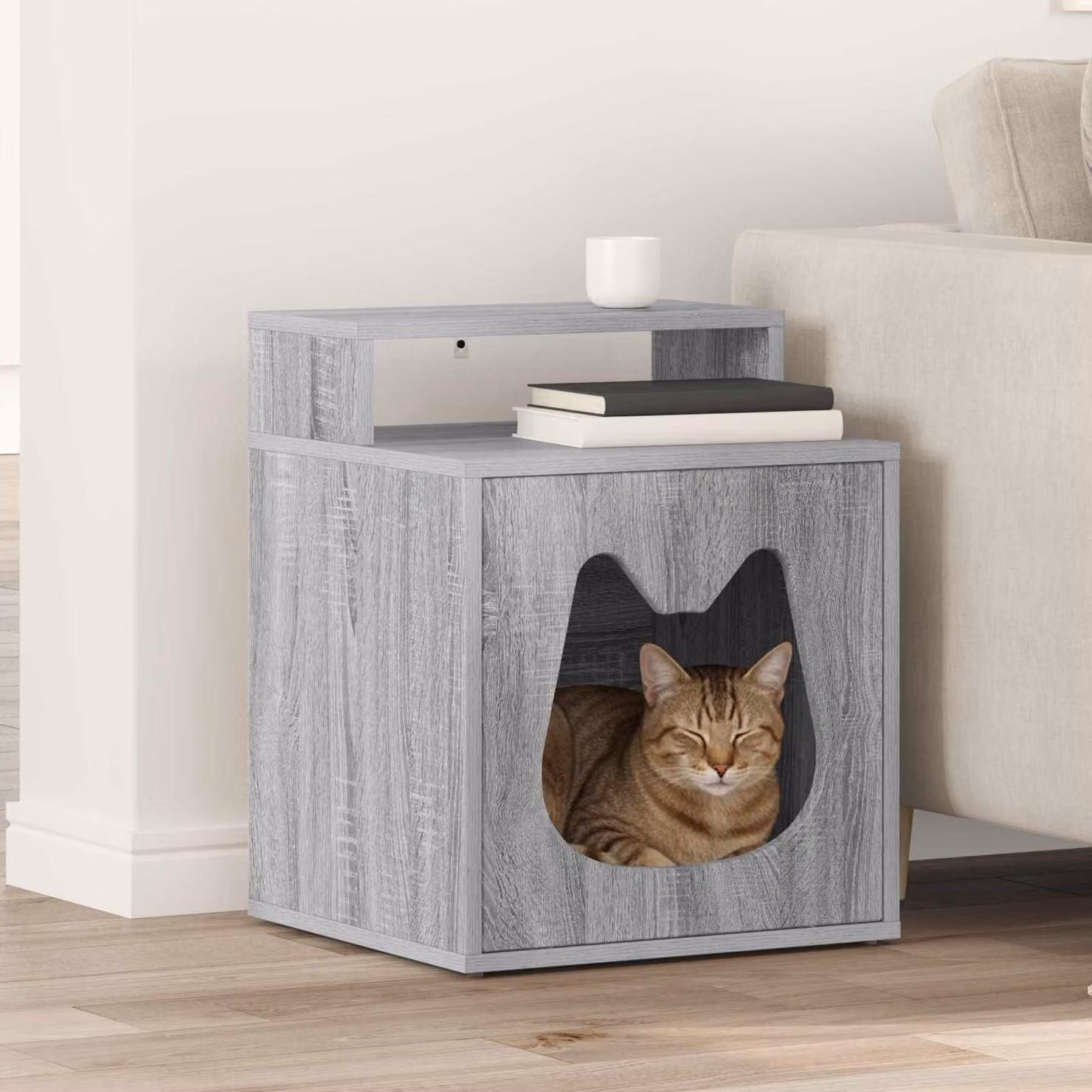 Casa per gatti vidaXL in legno Sonoma grigio L 42,5 cm x P 40 cm x H 53,5 cm