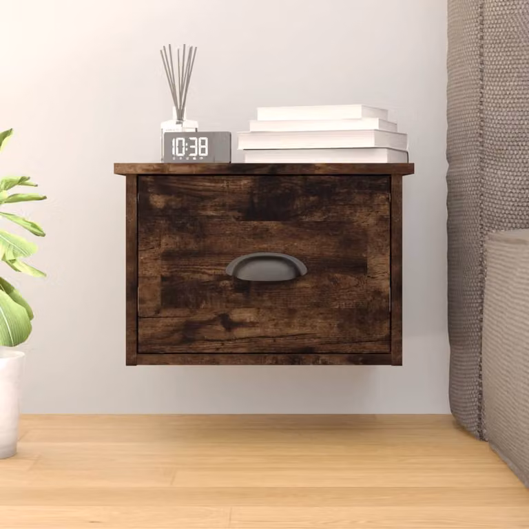 Comodino a parete vidaXL in rovere fumo moderno L: 41,5 cm, P: 36 cm, H: 28 cm