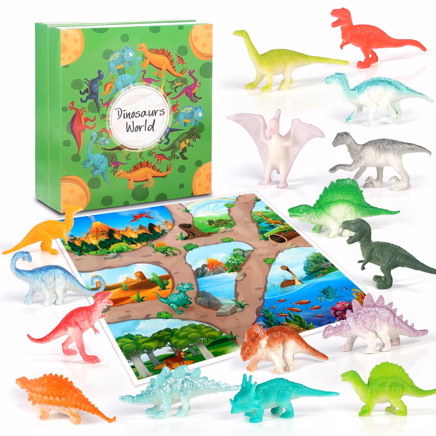 Calendario dell'Avvento 2025, con 24 finestrelle, 16 dinosauri, 14 macchinine, realizzato in plastica ABS, adatto ai bambini