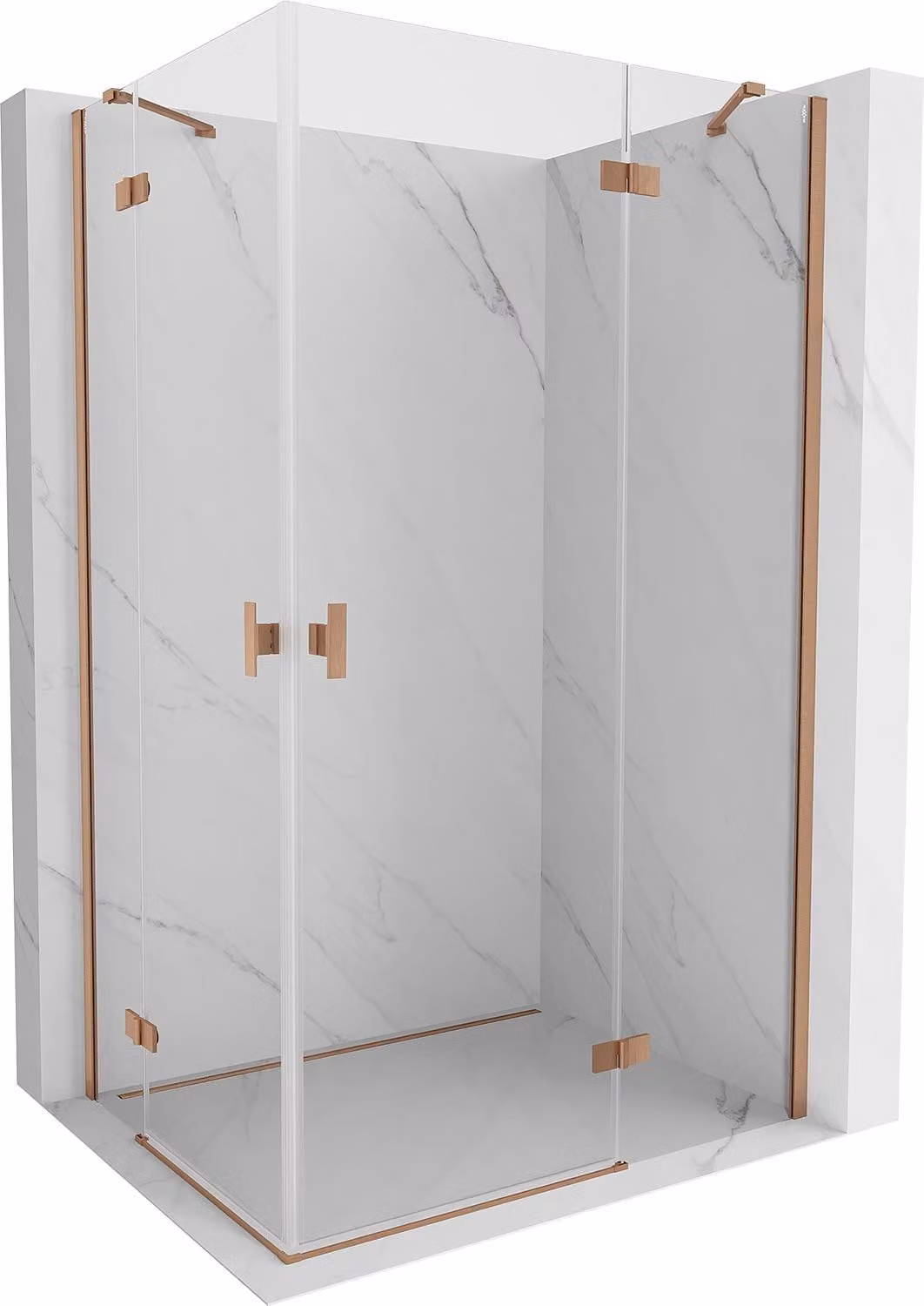 Mexen Mist-H Duo cabina doccia apribile destra 85 x 90 cm, trasparente, rame spazzolato - 8A5-085L-090P-65-00