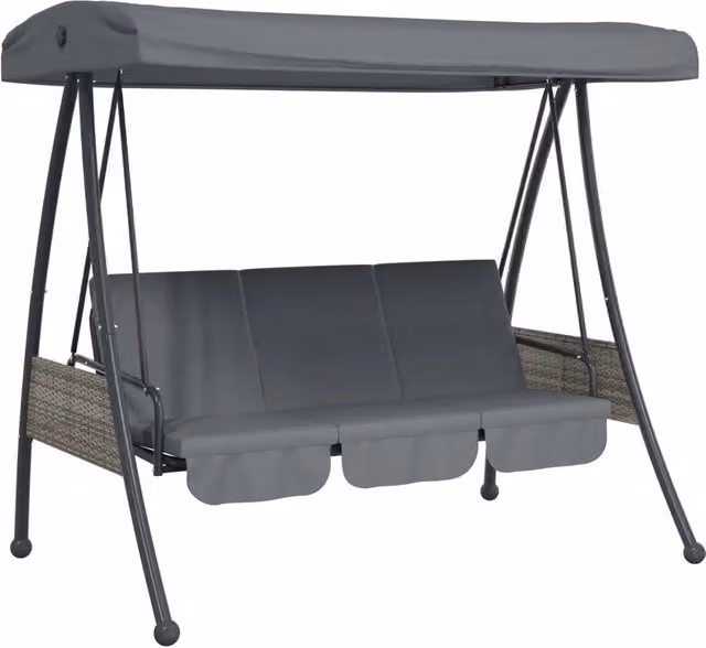 Panca Dondolo Giardino Tettoia Regolabile Grigio Scuro Acciaio CFW8610301