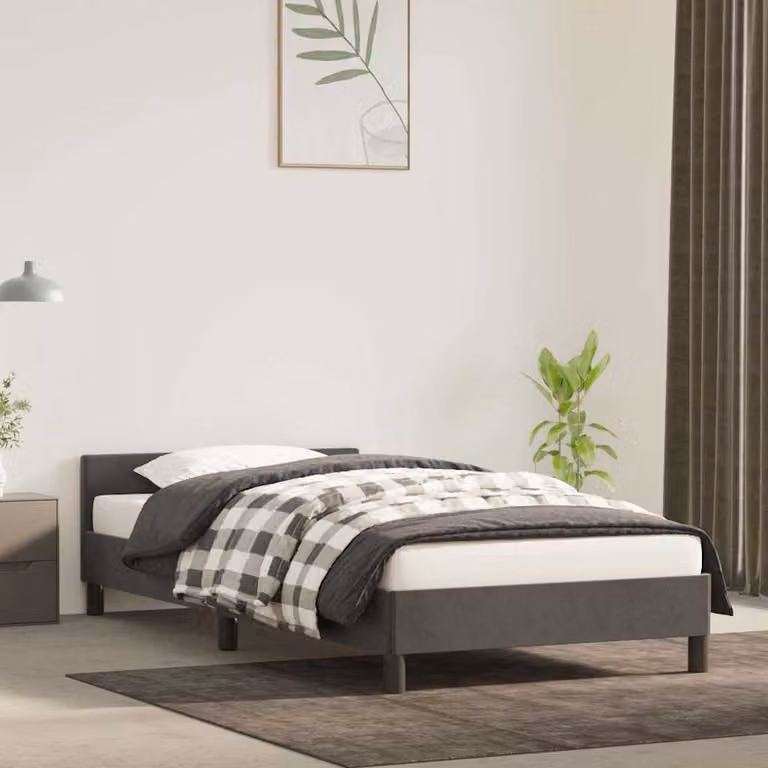 vidaXL Giroletto senza Materasso in Velluto Grigio con Struttura Imbottita L/P/H: 100 x 200 cm