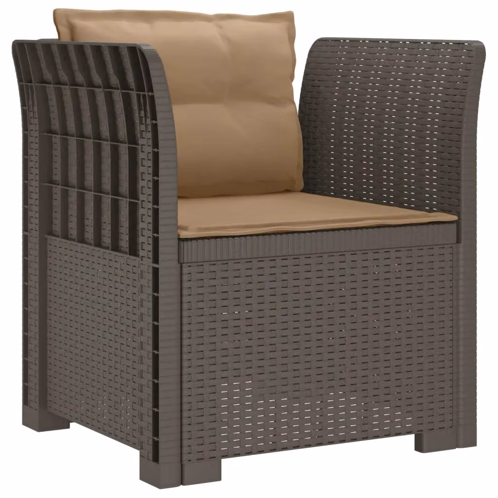 Poltrona da giardino a 1 posto con cuscini in effetto rattan grigio chiaro e beige – 2