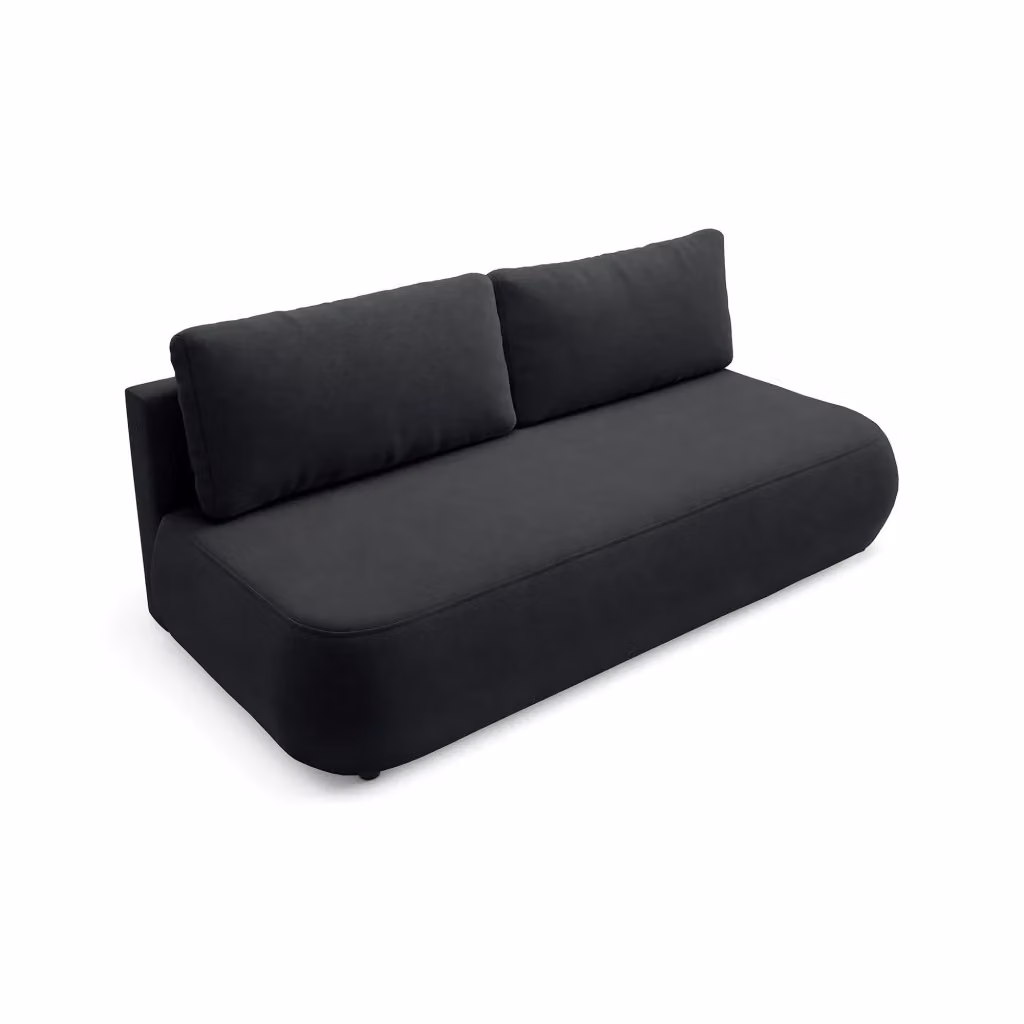 Divano Letto 2 Posti con Contenitore Brugnato DMORA Nero con Struttura in Legno e Rivestimento in Tessuto – 2